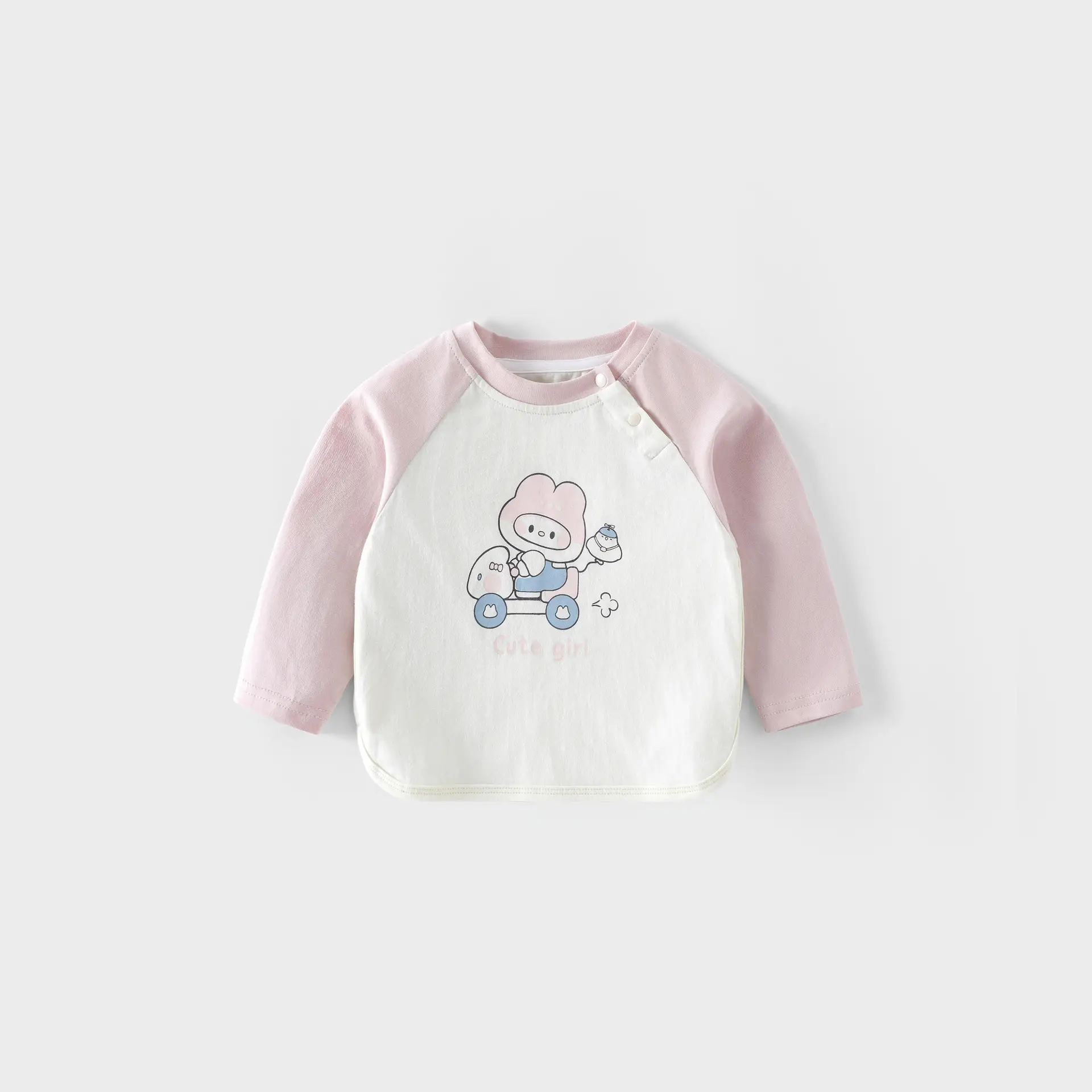 Girls Cartoon Raglan Sleeve T-Shirt Brown White 2025 - Image 4
