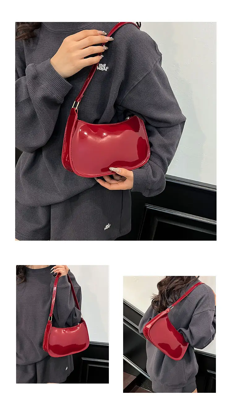 Bright Patent Leather Shoulder Bag 2025 Summer — feature 5