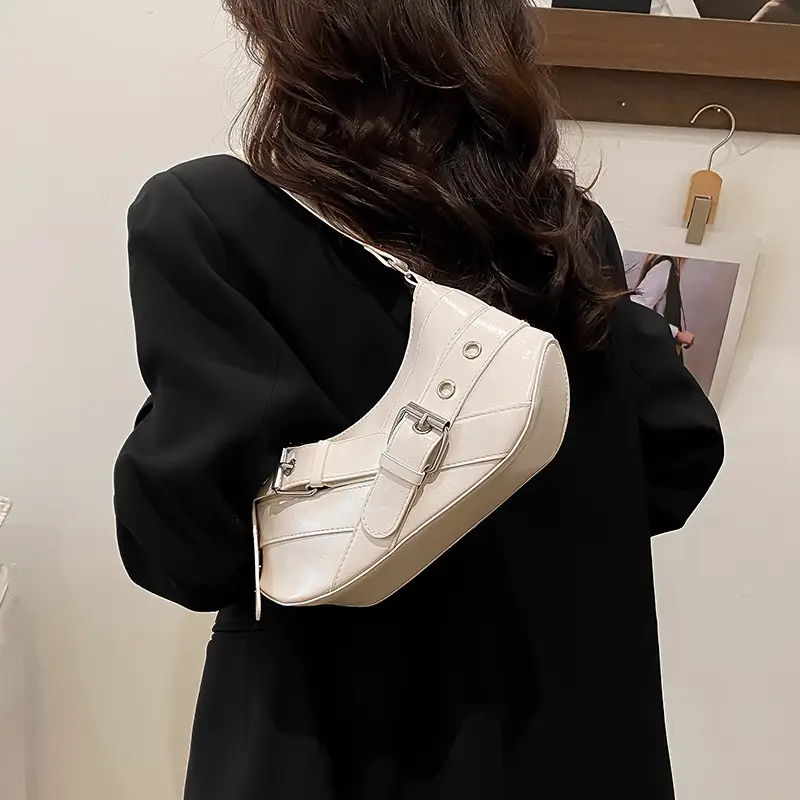 2025 Women's Silver Leather Shoulder Bag with Crossbody Strap - Image 7