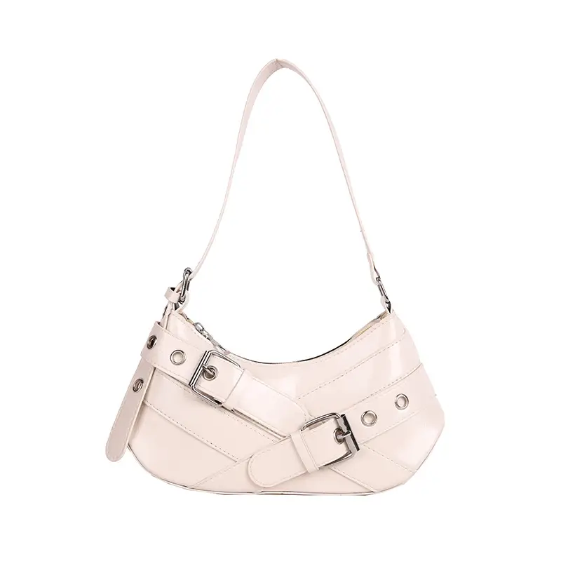 2025 Women's Silver Leather Shoulder Bag with Crossbody Strap - Image 2