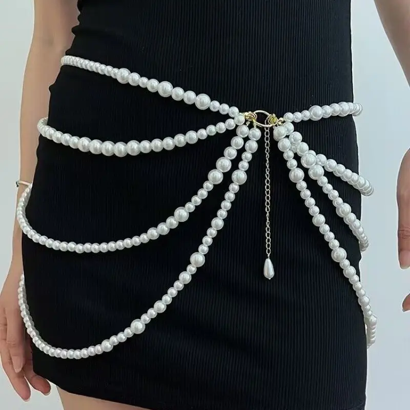 European American Waistchain with Multi-Layer Pearls & Tassels - Image 5