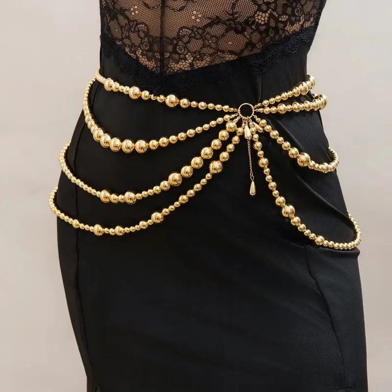 European American Waistchain with Multi-Layer Pearls & Tassels - Image 6