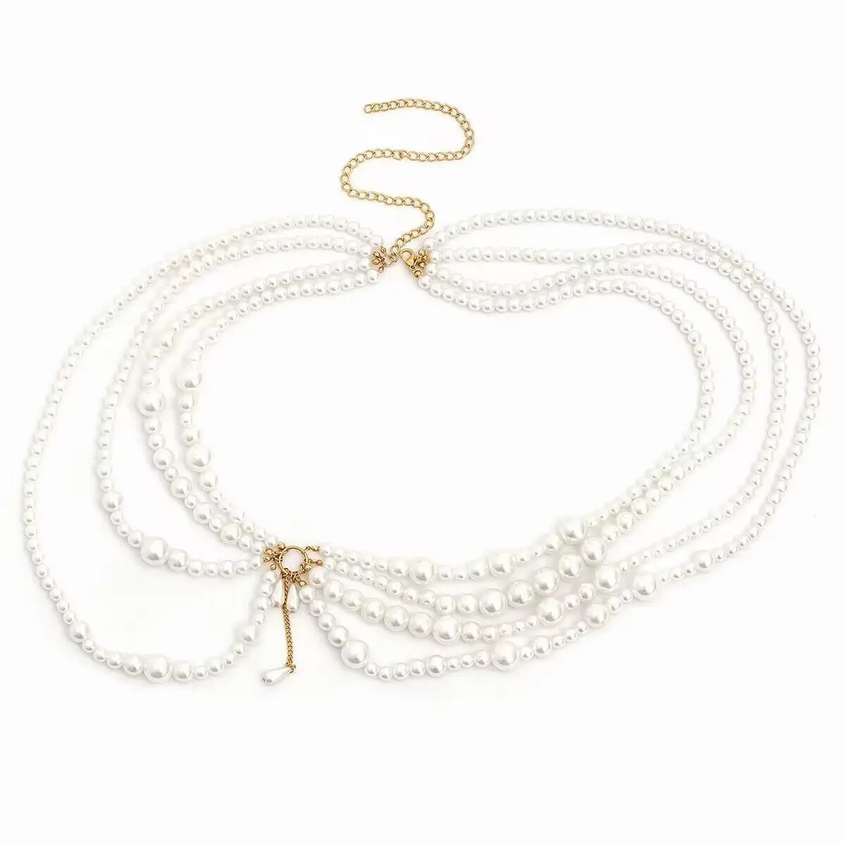 European American Waistchain with Multi-Layer Pearls & Tassels — feature 5