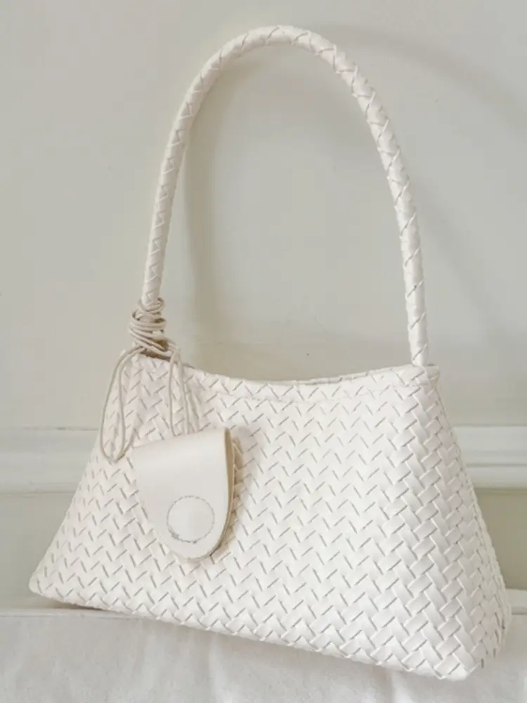 White Woven Armpit Bag for Women 2025 Summer - Image 7