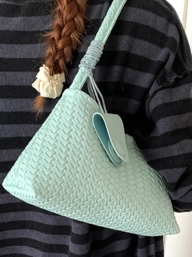 White Woven Armpit Bag for Women 2025 Summer - Image 9