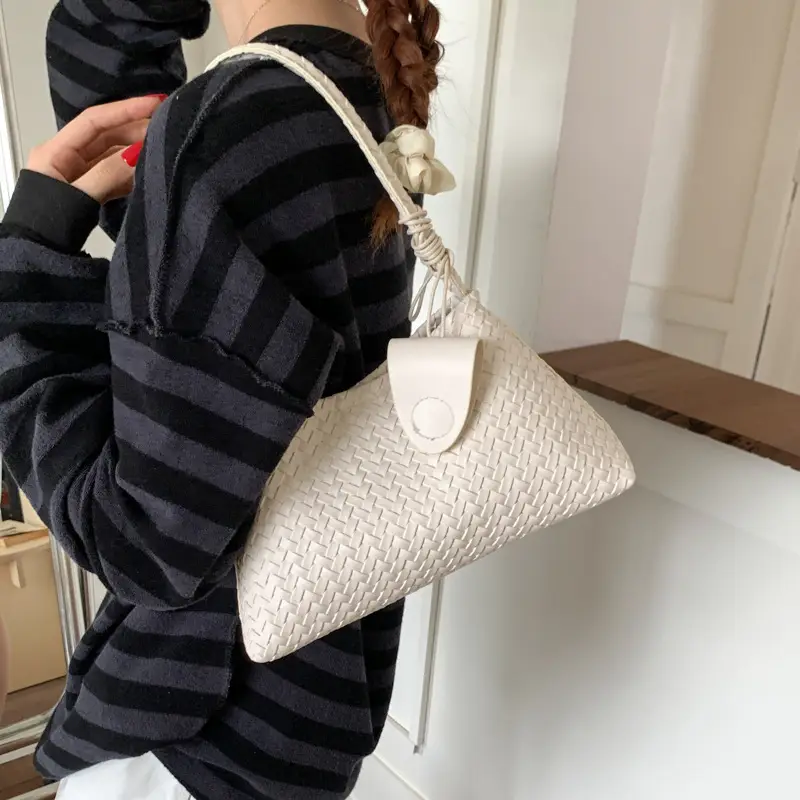 2025 French Woven Handbag Yellow Shoulder Bag