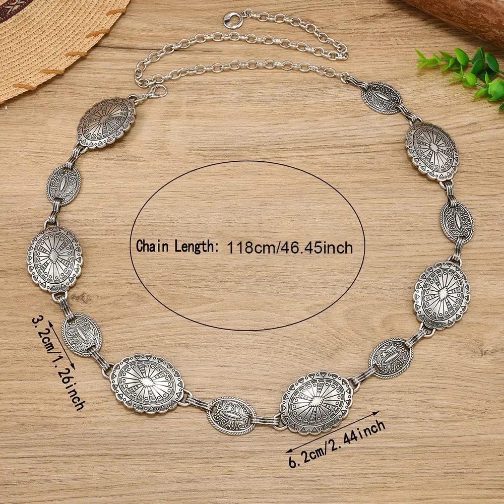 European American Metal Women's Waist Chain Retro Boho Skirt Belt - Image 4