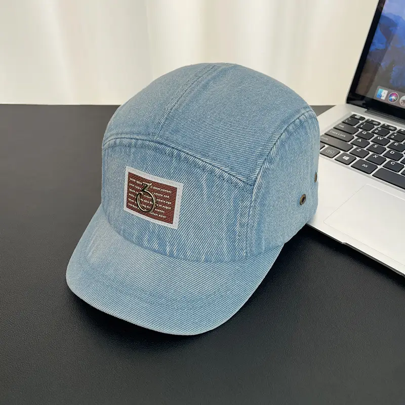 Vintage Washed Denim Cap for Women Japanese Style Short Bim Hip Hop Cap for Men - Image 5