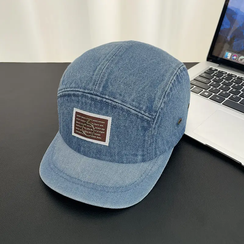 Vintage Washed Denim Cap for Women Japanese Style Short Bim Hip Hop Cap for Men - Image 9