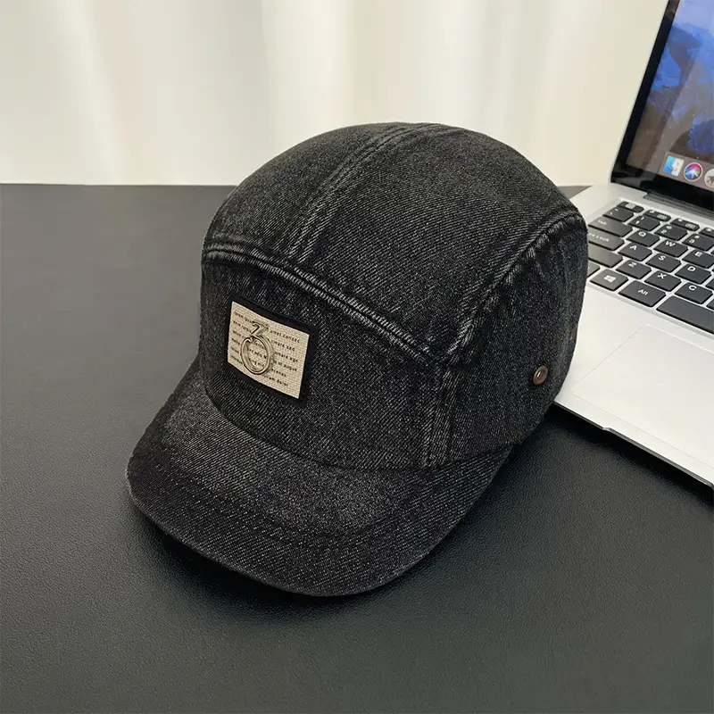 Vintage Washed Denim Cap for Women Japanese Style Short Bim Hip Hop Cap for Men — feature 7