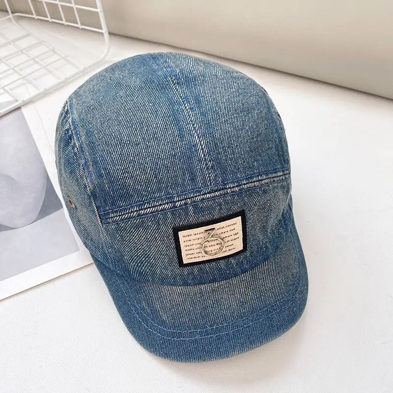 Vintage Washed Denim Cap for Women Japanese Style Short Bim Hip Hop Cap for Men - Image 2