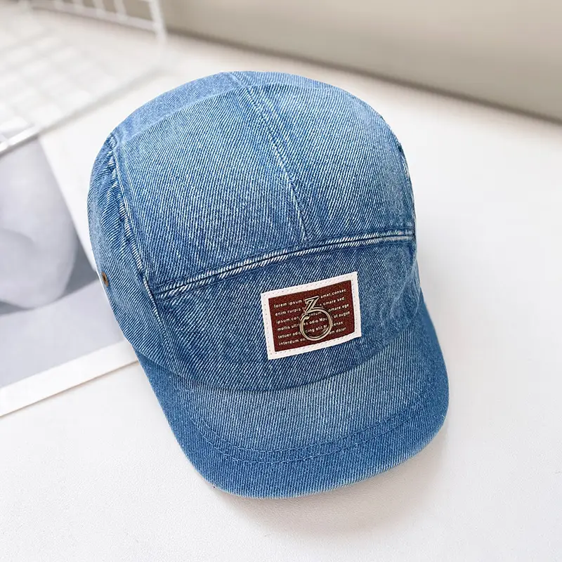 Vintage Washed Denim Cap for Women Japanese Style Short Bim Hip Hop Cap for Men - Image 3