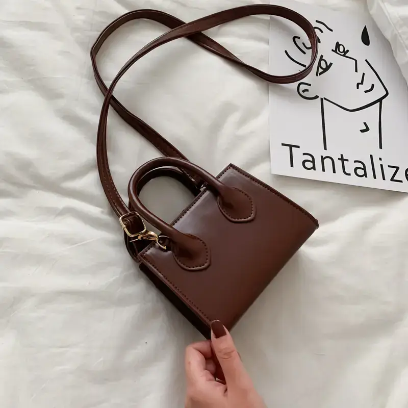 Women's Mini Brown Leather Shoulder Crossbody Bag 2022 - Image 3