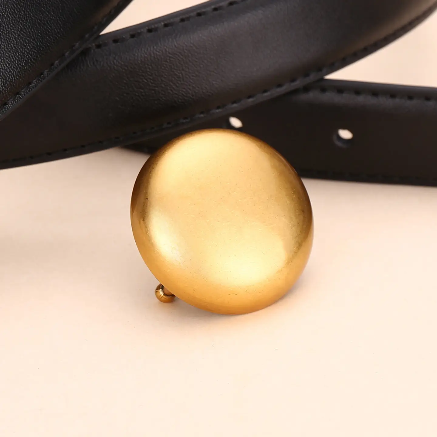 Women Cowhide Leather Belt with Gold Plated Buckle - Image 20