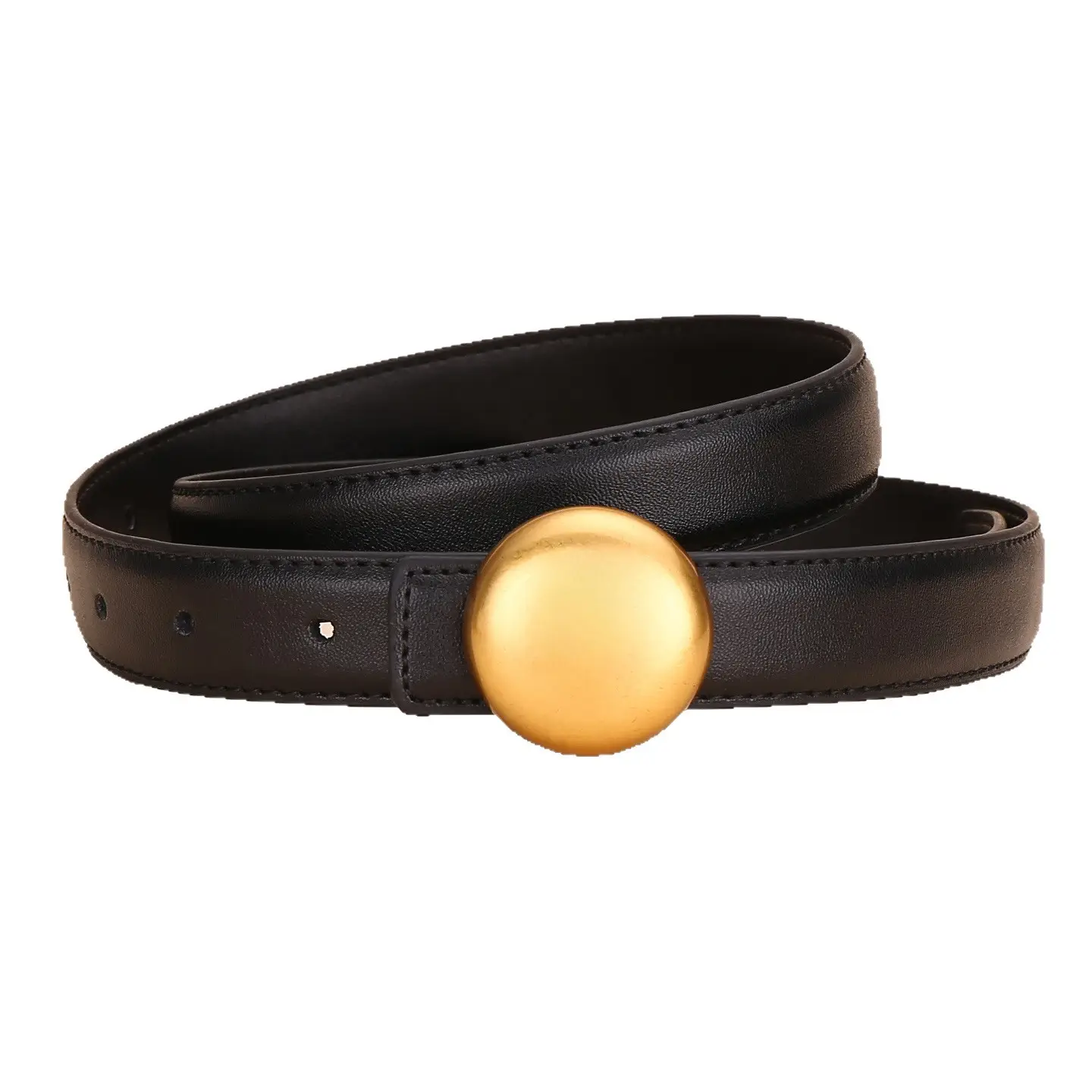 Women Cowhide Leather Belt with Gold Plated Buckle - Image 23
