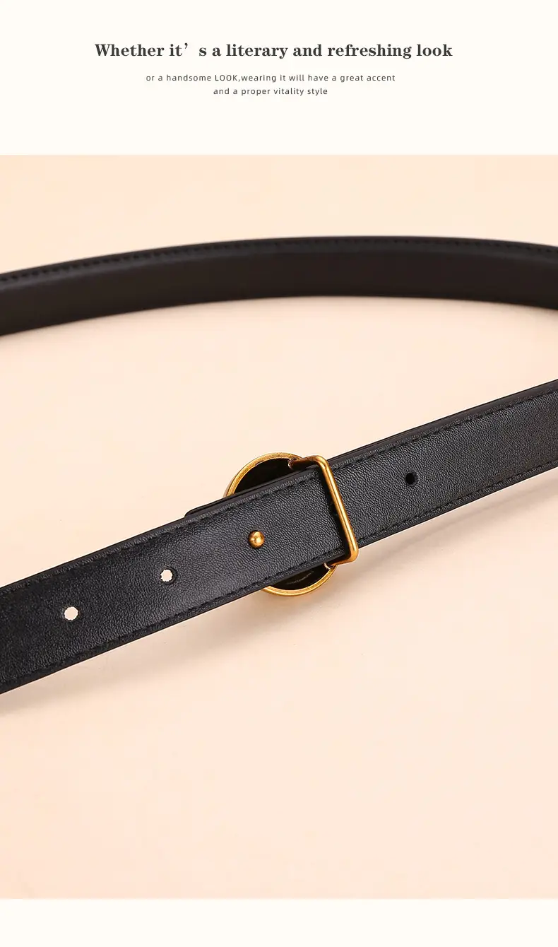 Women Cowhide Leather Belt with Gold Plated Buckle — feature 18