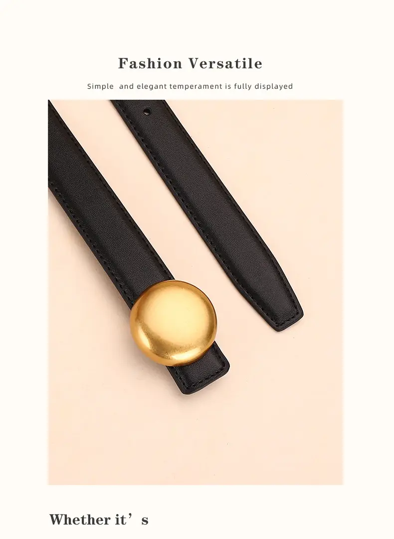 Women Cowhide Leather Belt with Gold Plated Buckle — feature 21