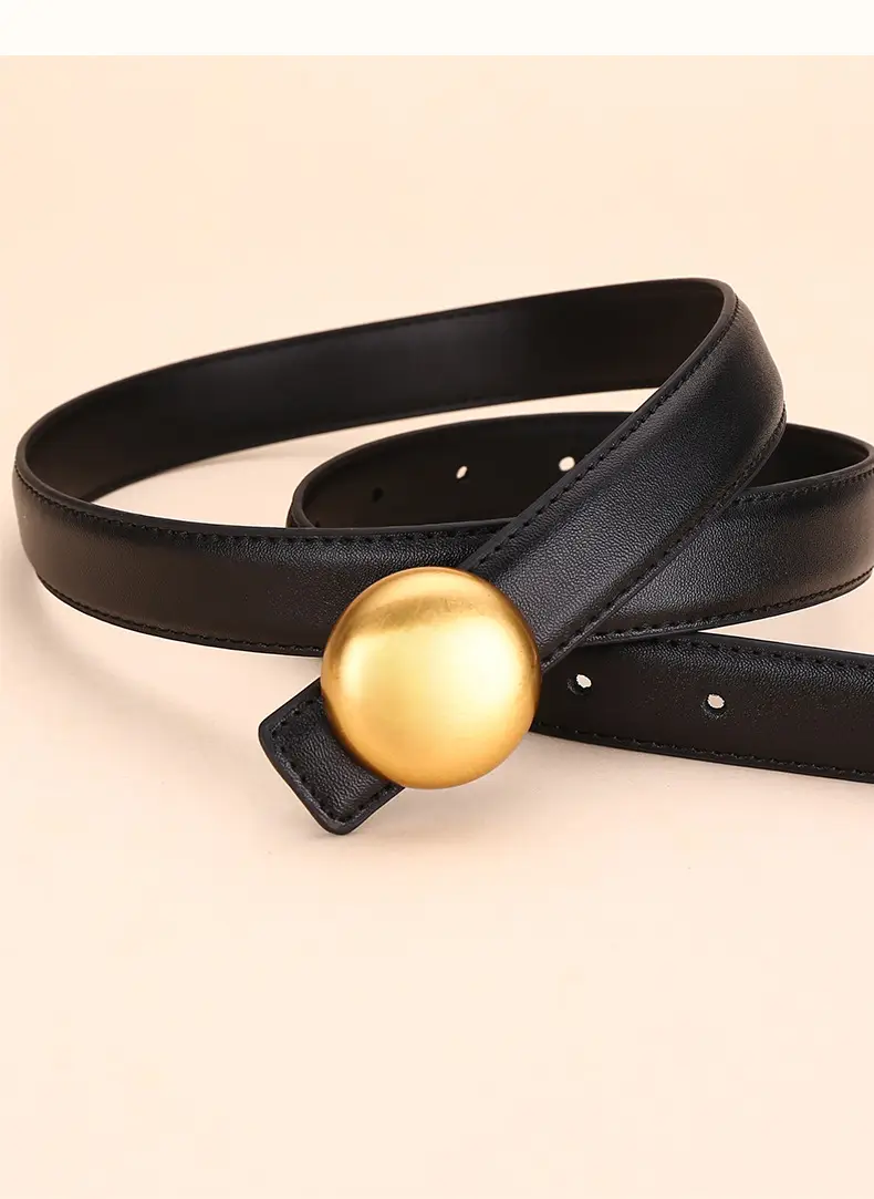 Women Cowhide Leather Belt with Gold Plated Buckle — feature 22
