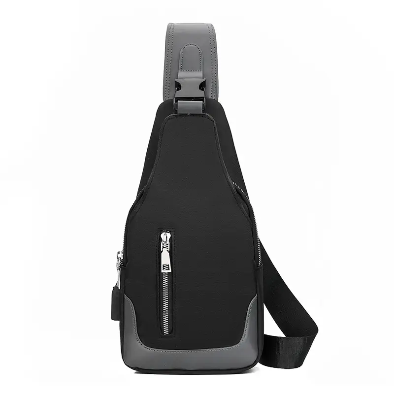 USB Men's Crossbody Bag Grey Lightweight Multi-Functional - Image 8