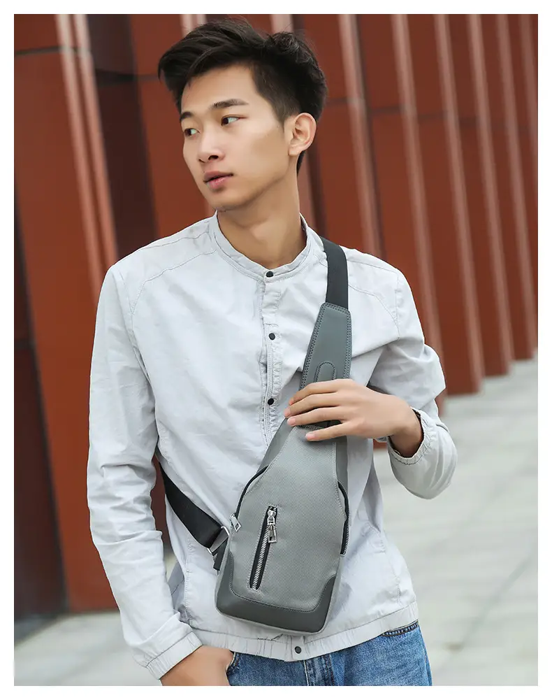 USB Men's Crossbody Bag Grey Lightweight Multi-Functional — feature 17