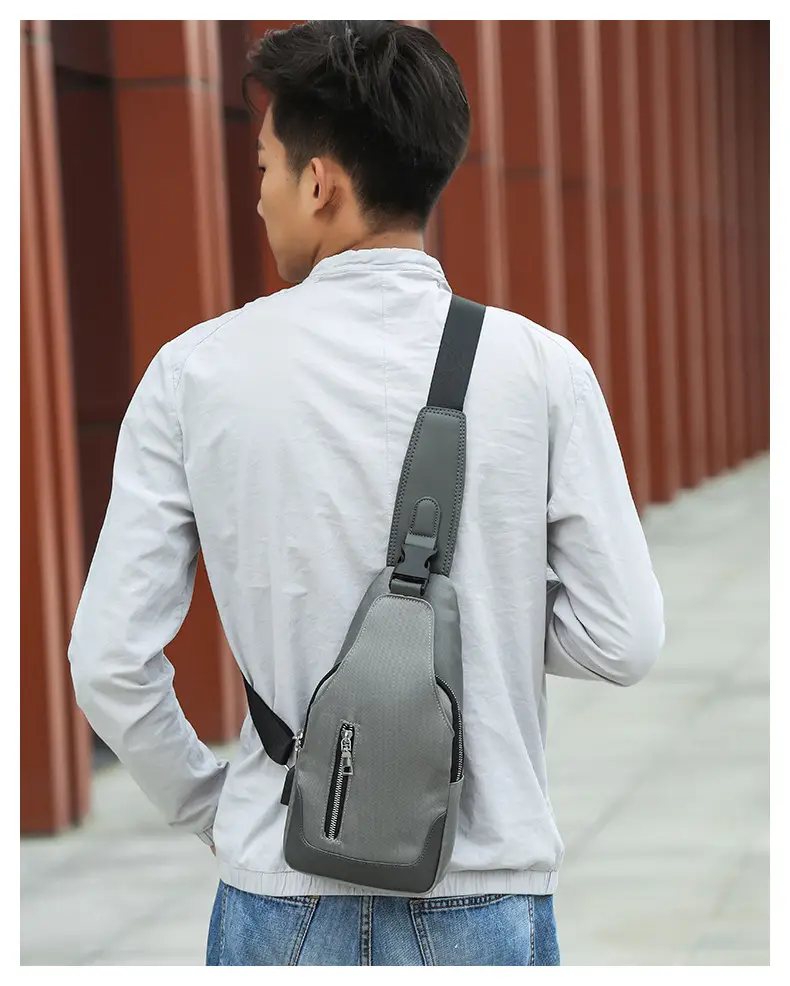 USB Men's Crossbody Bag Grey Lightweight Multi-Functional — feature 18