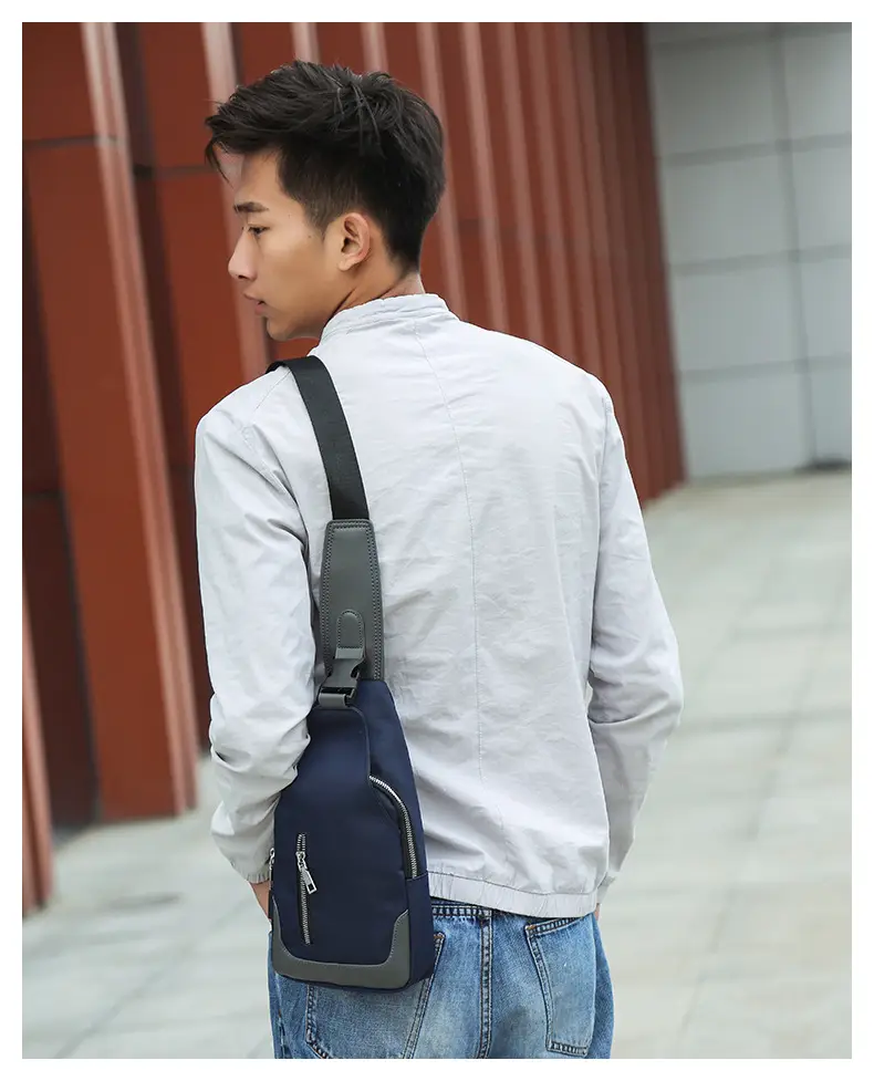 USB Men's Crossbody Bag Grey Lightweight Multi-Functional — feature 23