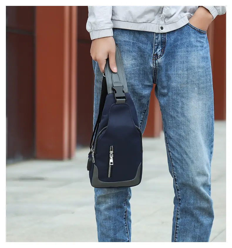 USB Men's Crossbody Bag Grey Lightweight Multi-Functional — feature 24