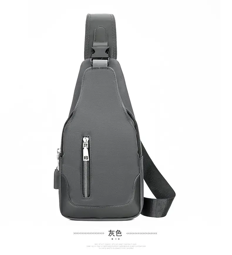 USB Men's Crossbody Bag Grey Lightweight Multi-Functional — feature 27