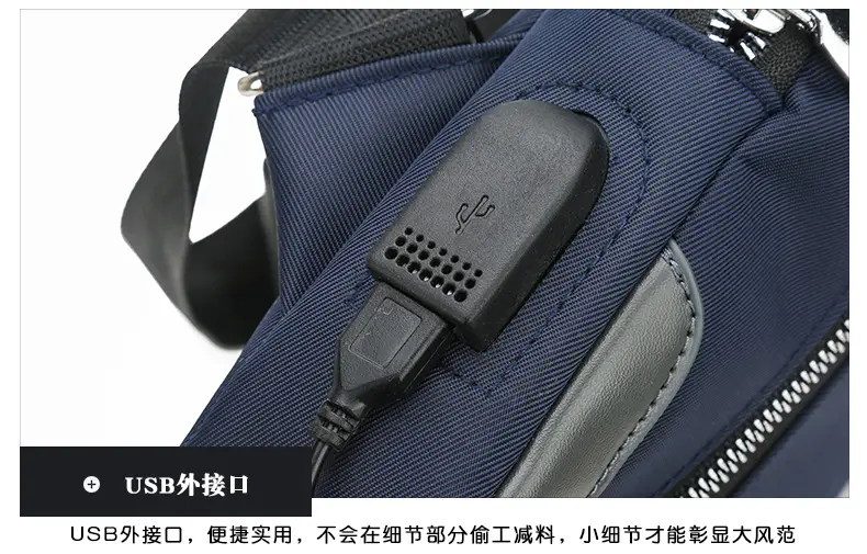 USB Men's Crossbody Bag Grey Lightweight Multi-Functional — feature 39