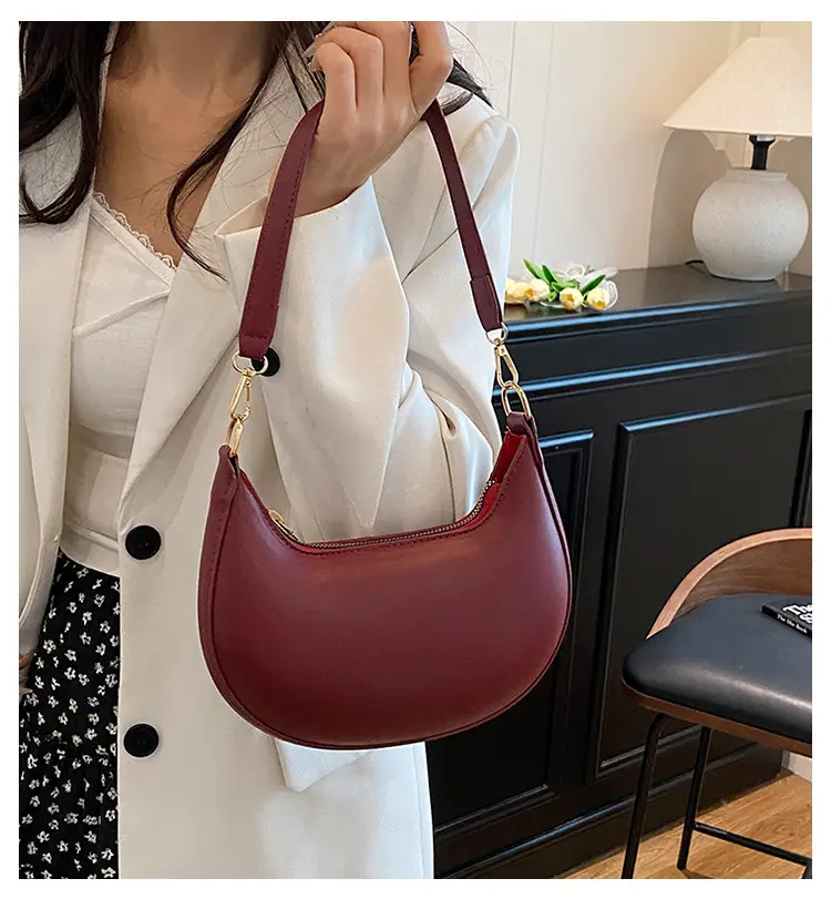 Red Crescent Shoulder Bag for Women Spring Summer — feature 1