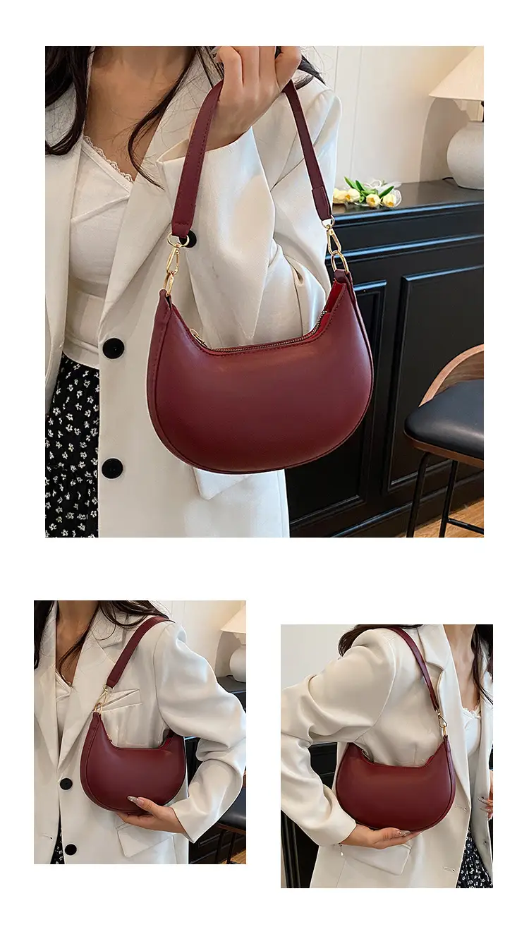 Red Crescent Shoulder Bag for Women Spring Summer — feature 22