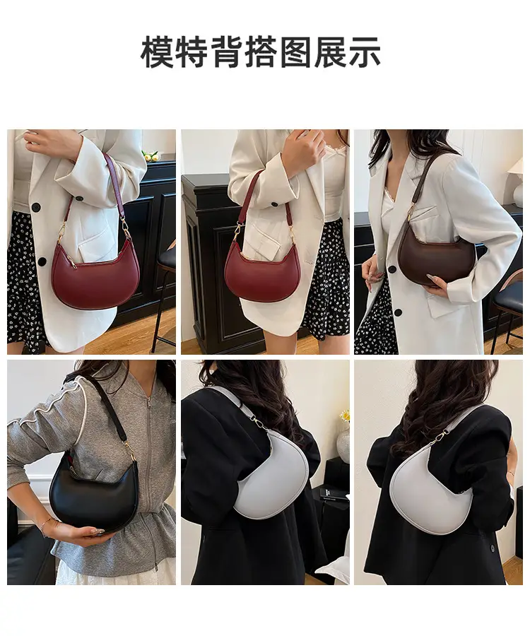Red Crescent Shoulder Bag for Women Spring Summer — feature 9