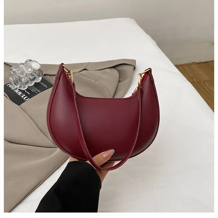 Red Crescent Shoulder Bag for Women Spring Summer - Image 3
