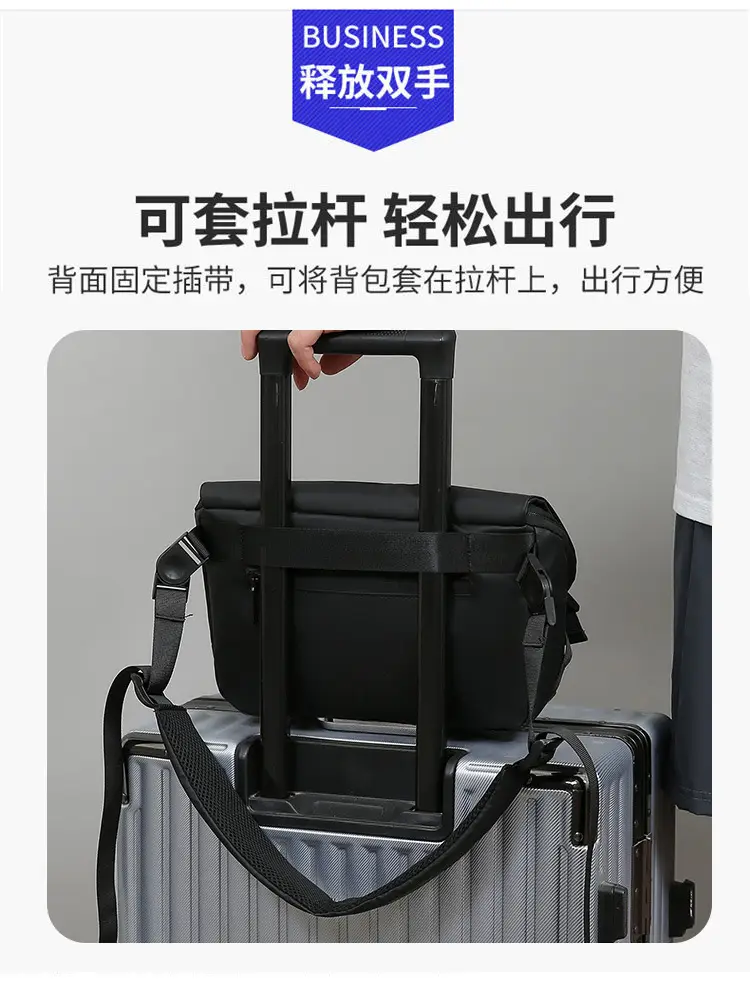 Men's Grey Crossbody Bag Large Capacity Trolley Travel Set — feature 6