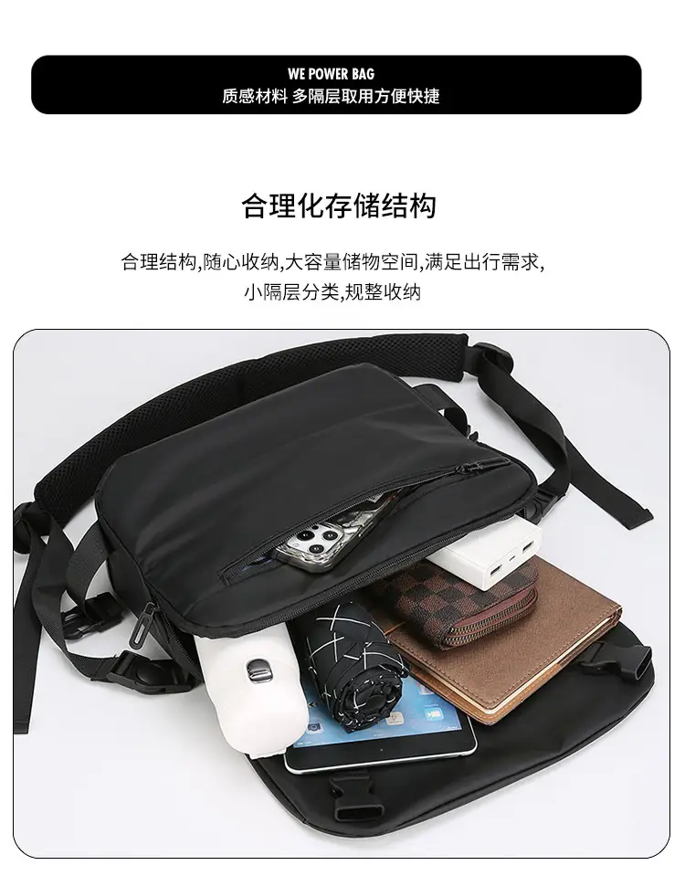 Men's Grey Crossbody Bag Large Capacity Trolley Travel Set — feature 9