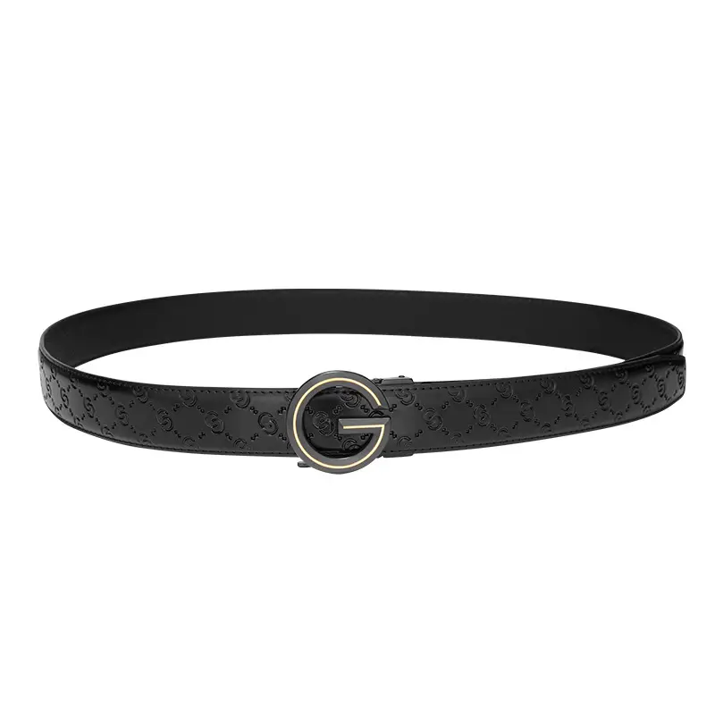 Men's Black Leather Belt with Guitard Logo - Image 5