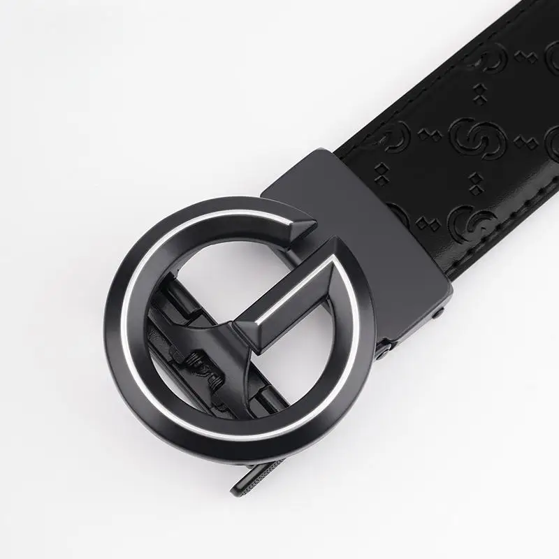 Men's Black Leather Belt with Guitard Logo - Image 6