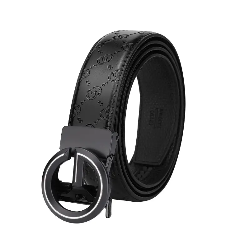 Men's Black Leather Belt with Guitard Logo - Image 2