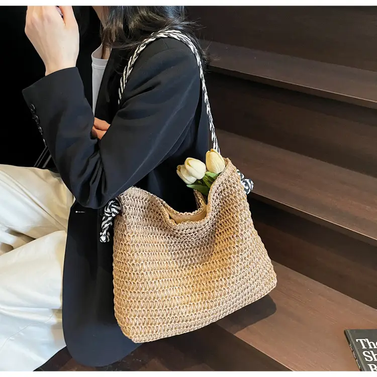 Women Woven Beach Bag Large Capacity Single Shoulder — feature 12