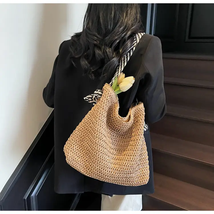 Women Woven Beach Bag Large Capacity Single Shoulder — feature 14