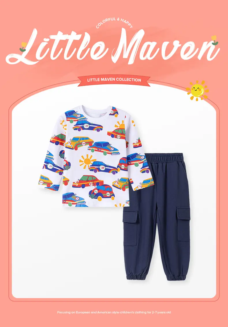 Little Maven Long Sleeve Cartoon Kids T-Shirt White — feature 3