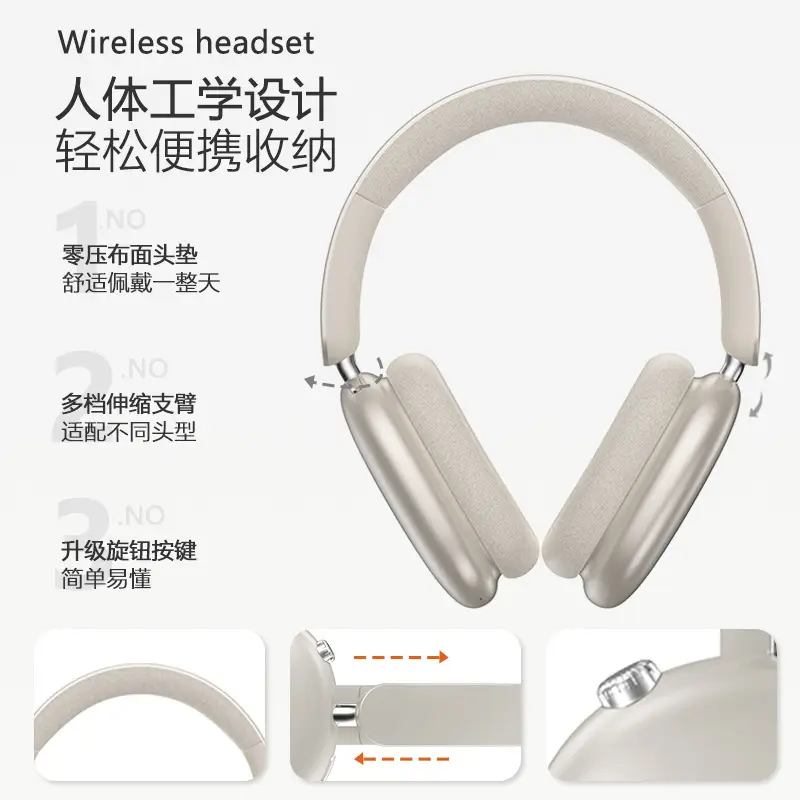 True ANC Wireless Bluetooth Headset Silver Ultra Long Battery