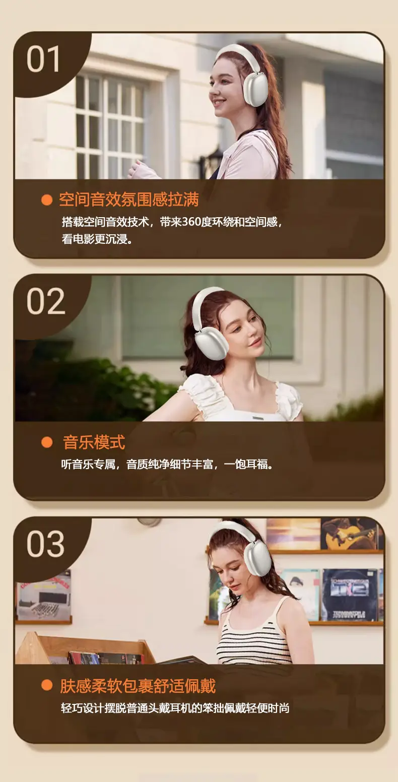 True ANC Wireless Bluetooth Headset Silver Ultra Long Battery — feature 13