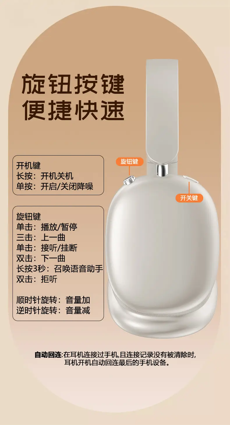 True ANC Wireless Bluetooth Headset Silver Ultra Long Battery — feature 18