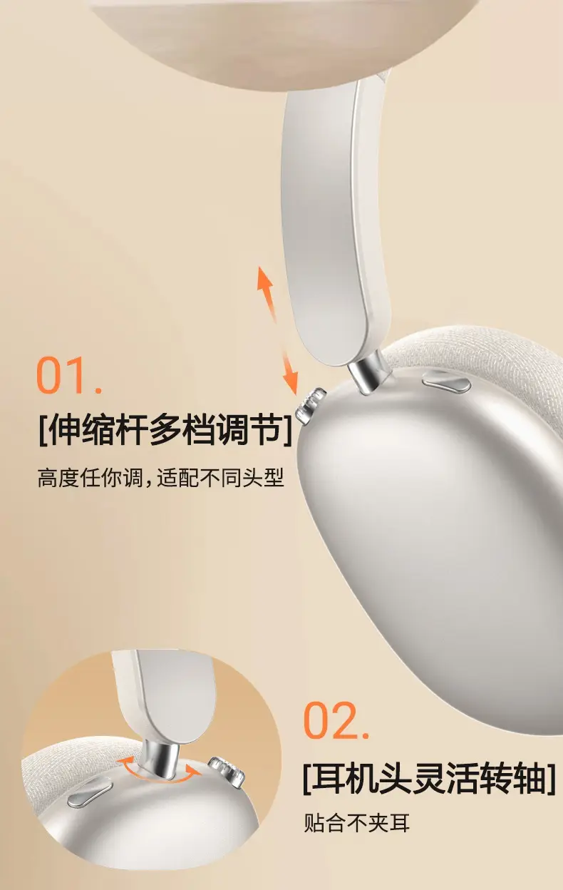 True ANC Wireless Bluetooth Headset Silver Ultra Long Battery — feature 5
