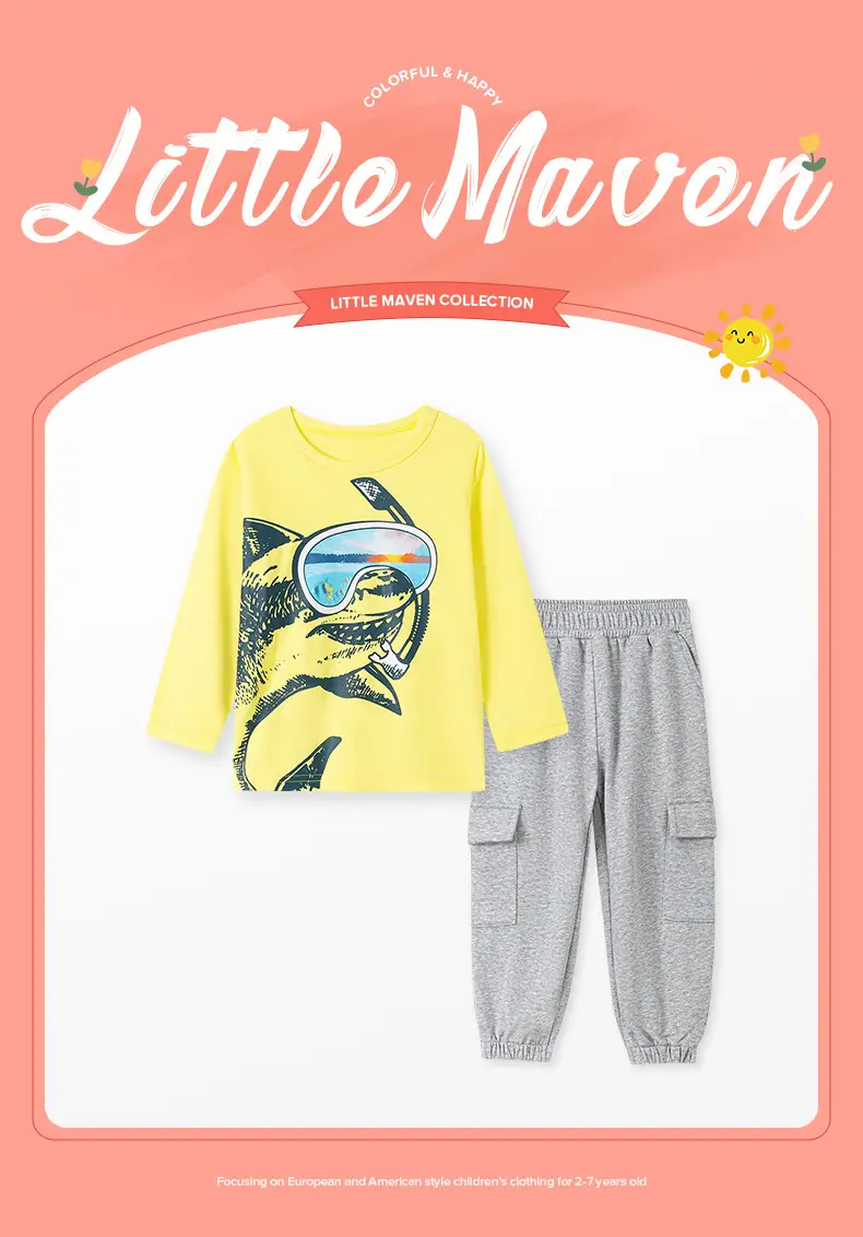 Little Maven Yellow Cotton T-Shirt for Boys — feature 3