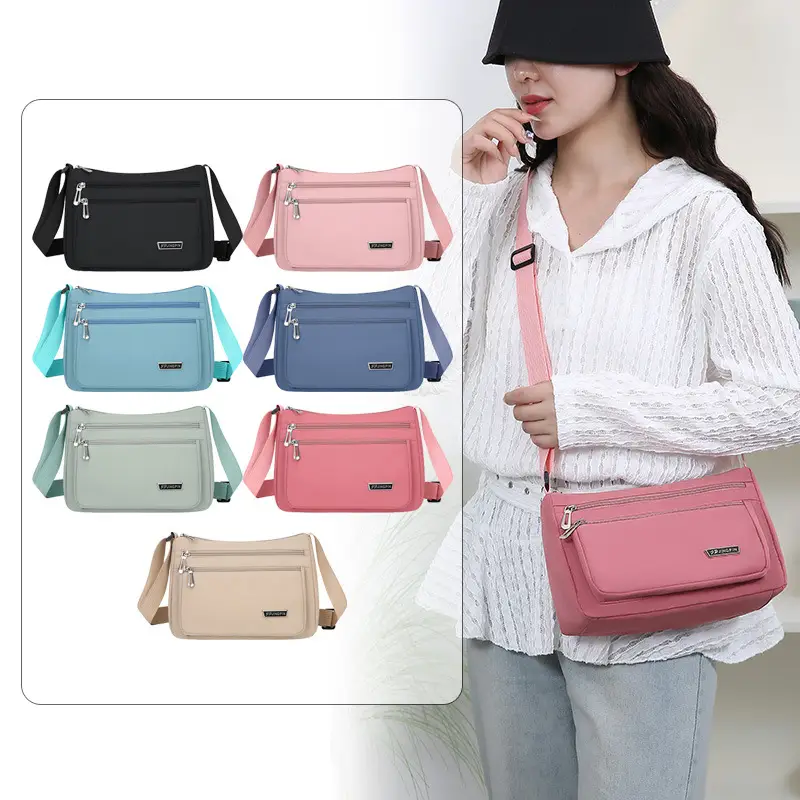Pink Multi-Compartment Shoulder Bag for Women - Image 9
