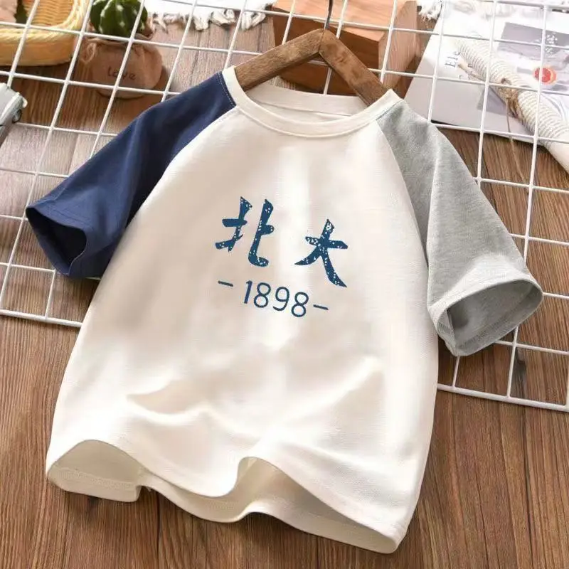 2025 Summer Boys Cotton T-Shirt Navy Blue Medium Large — feature 2