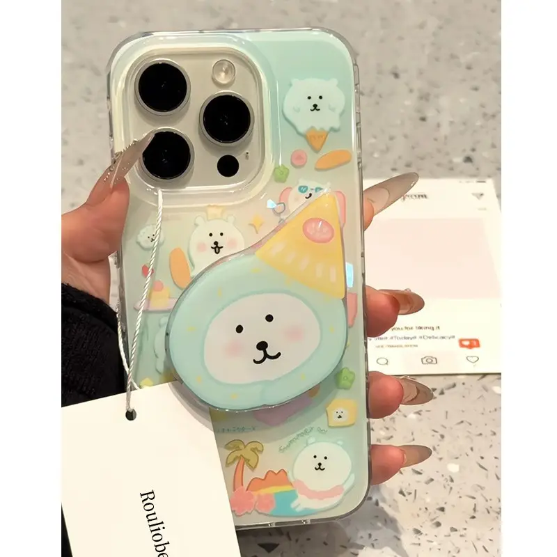 Cute Bear Design iPhone Case with Stand - Image 4