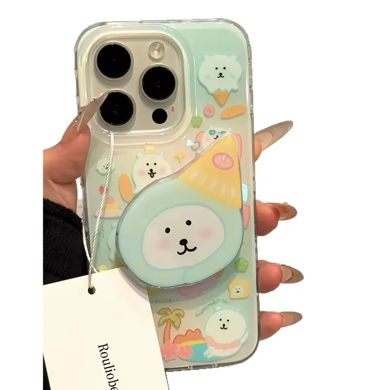 Cute Bear Design iPhone Case with Stand - Image 7